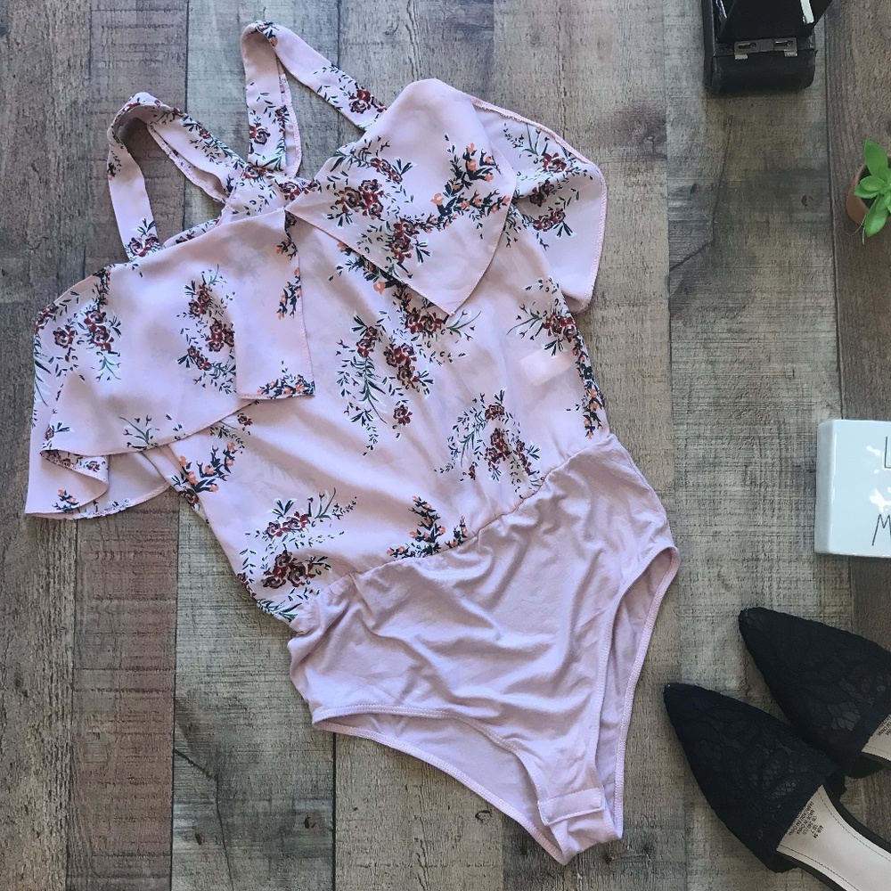 Atmosphere Pink Floral Bodysuit Ruffled